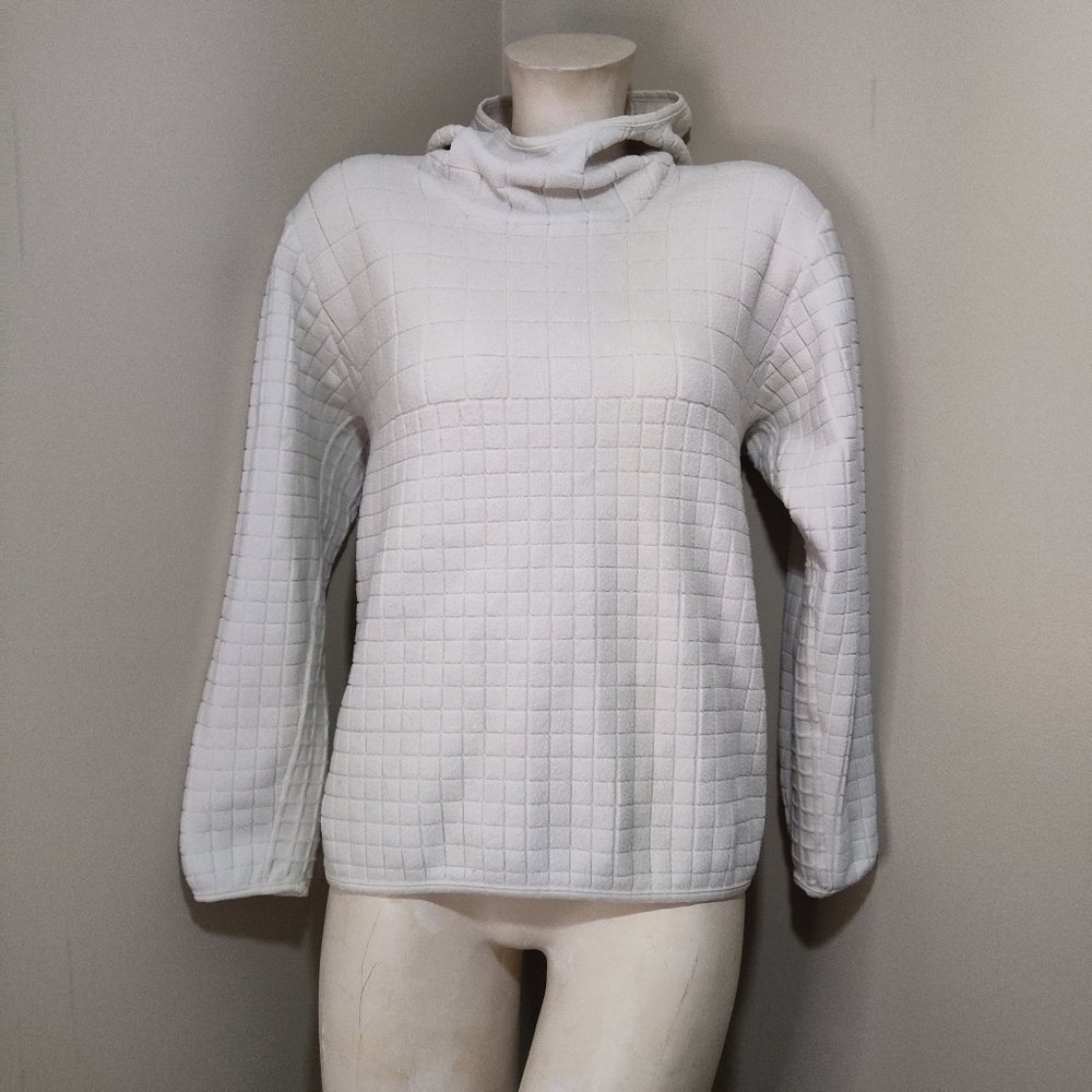 Lululemon Lab Cream Textured Grid Fleece Hoodie Pullover M - Picture 8 of 11